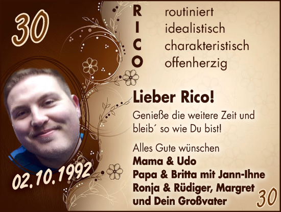 Glückwunschanzeige von Rico  von EZ