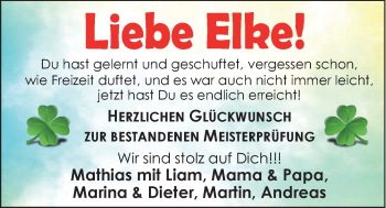 Glückwunschanzeige von Elke  von EZ