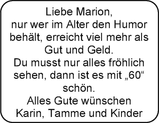 Glückwunschanzeige von Marion  von EZ