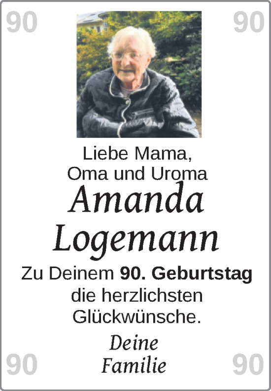 Glückwunschanzeige von Amanda Logemann von Nordwest-Zeitung
