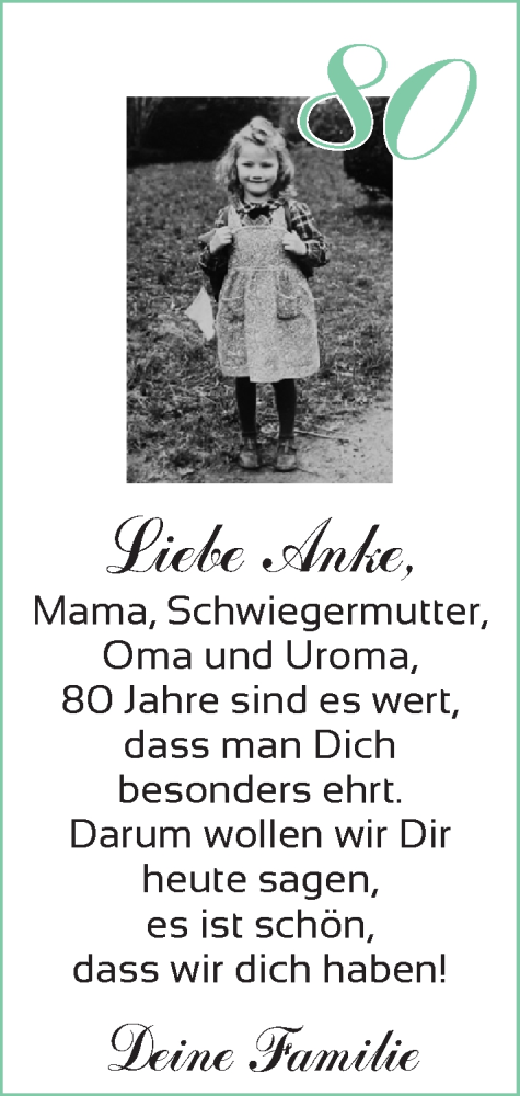 Glückwunschanzeige von Anke  von Nordwest-Zeitung