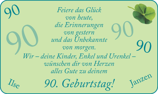 Glückwunschanzeige von Ilse Janzen von BM
