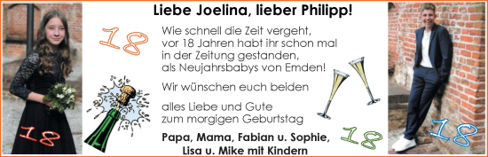 Glückwunschanzeige von Joelina und Philipp  von EZ