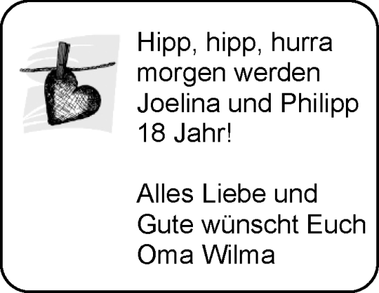 Glückwunschanzeige von Joelina und Philipp  von EZ