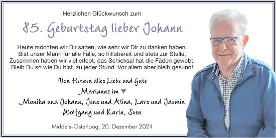 Glückwunschanzeige von Johann  von BM