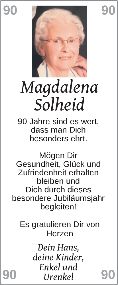 Glückwunschanzeige von Magdalena Solheid von Nordwest-Zeitung