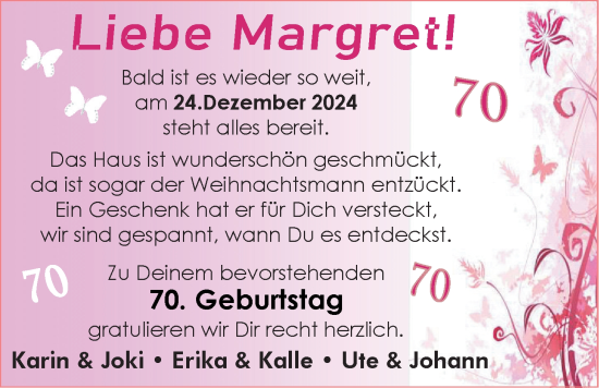 Glückwunschanzeige von Margret  von EZ