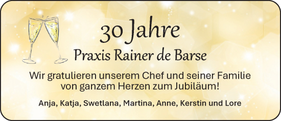 Glückwunschanzeige von Rainer de Barse von Nordwest-Zeitung