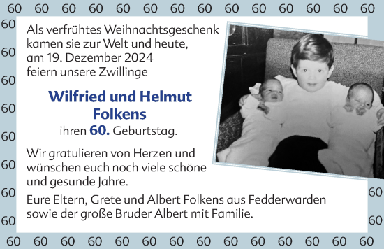 Glückwunschanzeige von Wilfried und Helmut Folkens von BM