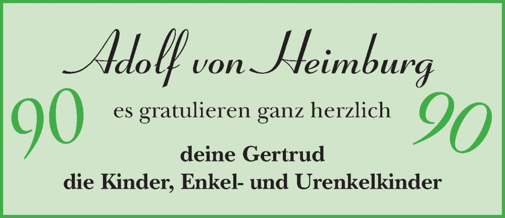 Anzeige für Adolf von Heimburg vom 12.02.2024 aus BM