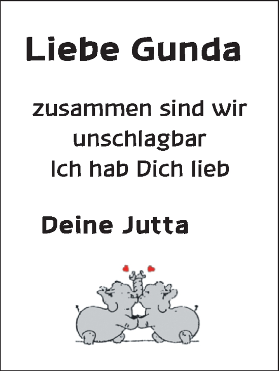 Glückwunschanzeige von Gunda  von Nordwest-Zeitung