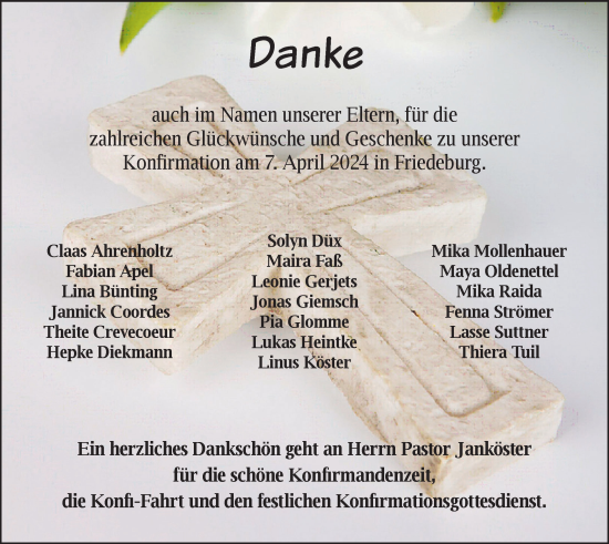 Glückwunschanzeige von Danke  von BM