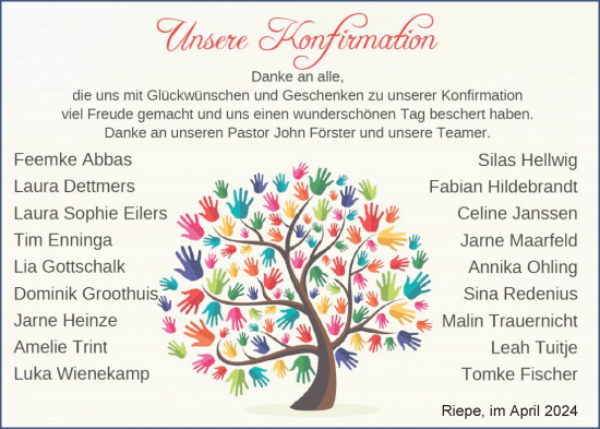 Glückwunschanzeige von Kofirmation  von EZ