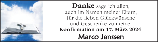 Glückwunschanzeige von Marco Janssen von EZ