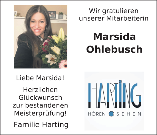 Glückwunschanzeige von Marsida Ohlebusch von Nordwest-Zeitung