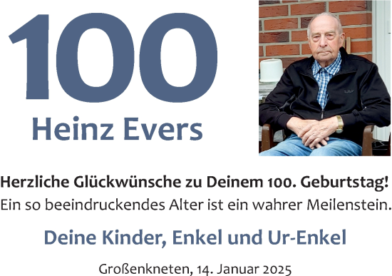 Glückwunschanzeige von Heinz Evers von Nordwest-Zeitung