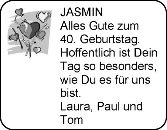 Glückwunschanzeige von Jasmin  von EZ