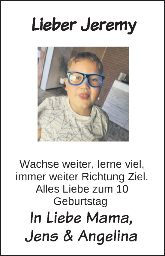 Glückwunschanzeige von Jeremy  von EZ