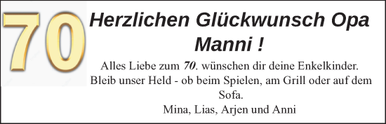 Glückwunschanzeige von Manfred Beekhuis von EZ