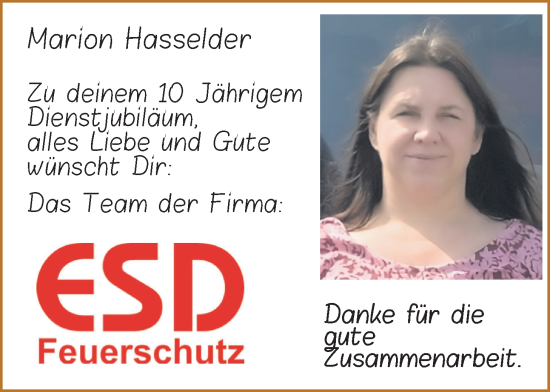 Glückwunschanzeige von Marion Hasselder von Nordwest-Zeitung
