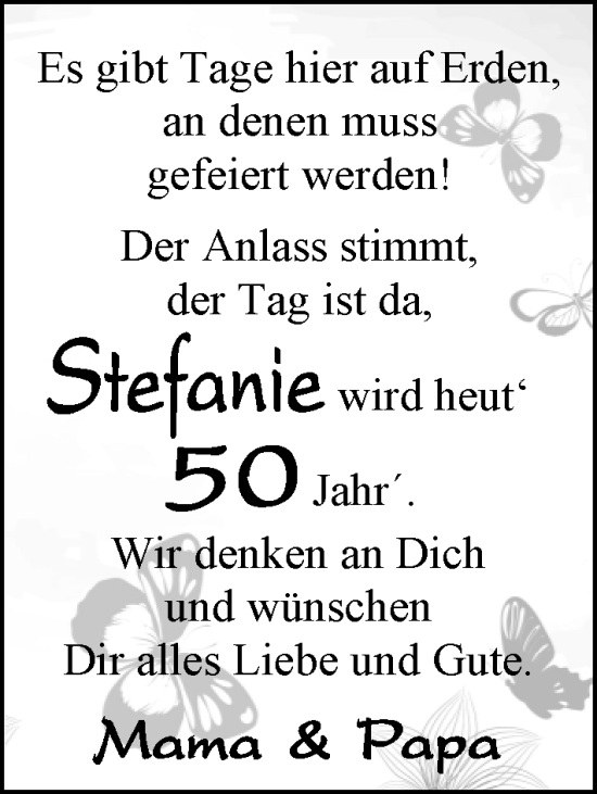 Glückwunschanzeige von Stefanie  von EZ