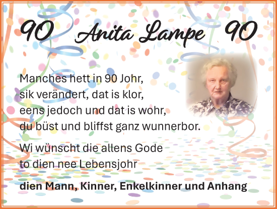Glückwunschanzeige von Anita Lampe von Nordwest-Zeitung