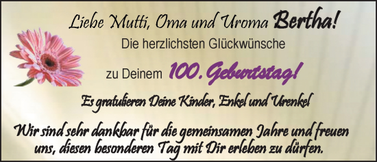 Glückwunschanzeige von Berrtha!  von EZ