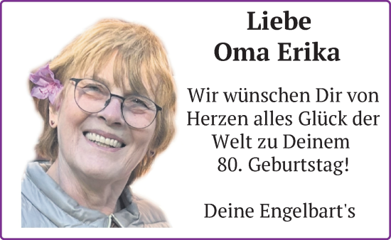 Glückwunschanzeige von Erika Engelbart von Nordwest-Zeitung