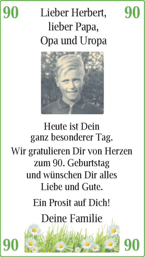 Glückwunschanzeige von Herbert Herbert von Nordwest-Zeitung