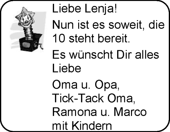 Glückwunschanzeige von Lenja  von EZ