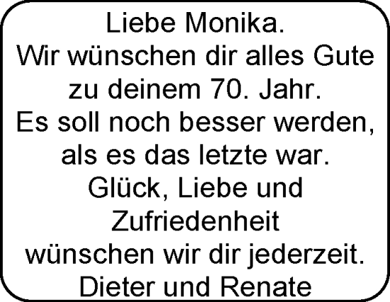 Glückwunschanzeige von Monika  von EZ