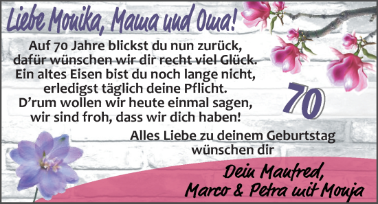 Glückwunschanzeige von Monika  von EZ