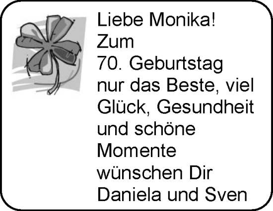 Glückwunschanzeige von Monika  von EZ