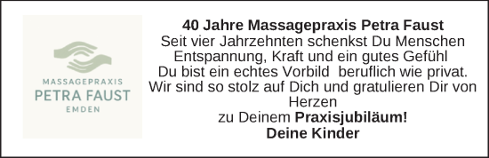 Glückwunschanzeige von Petra Faust von EZ