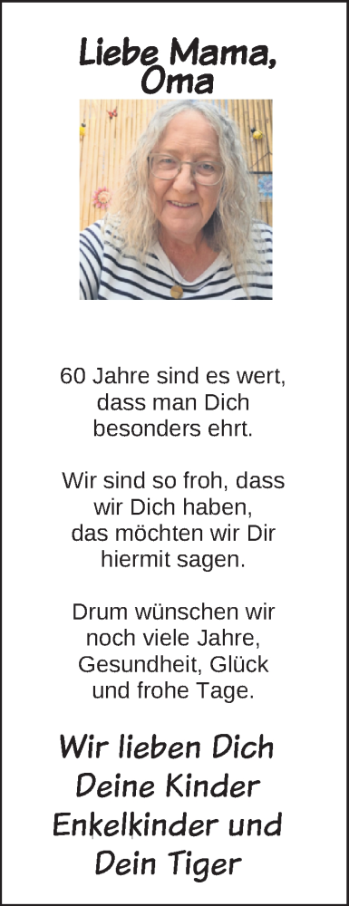 Glückwunschanzeige von Sigrid Bennink von BM