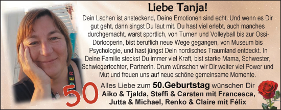 Glückwunschanzeige von Tanja  von EZ