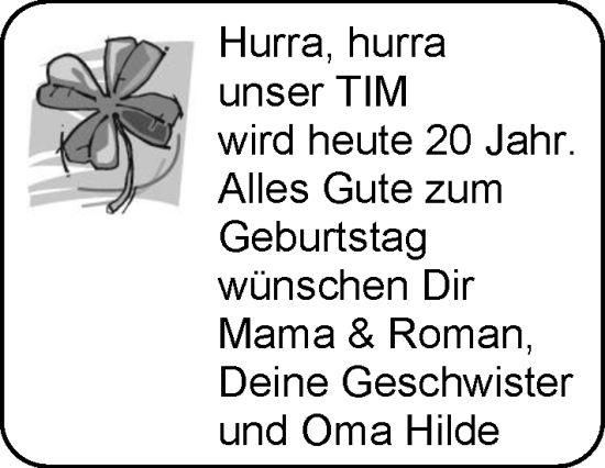 Glückwunschanzeige von Tim  von EZ