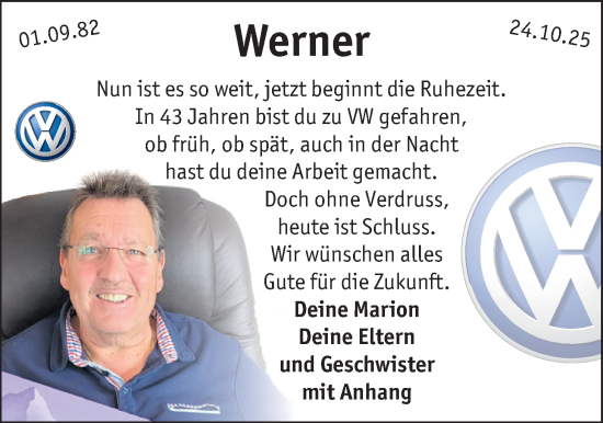 Glückwunschanzeige von Werner  von EZ