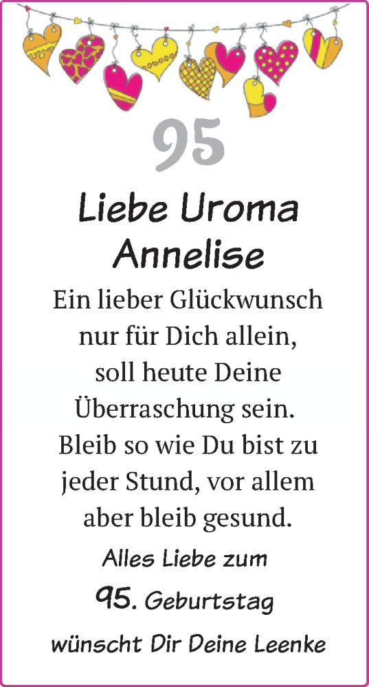 Glückwunschanzeige von Annelise  von BM