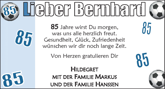 Glückwunschanzeige von Bernhard  von EZ