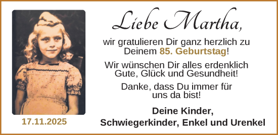 Glückwunschanzeige von Martha  von BM