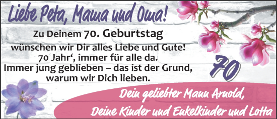 Glückwunschanzeige von Petra  von EZ