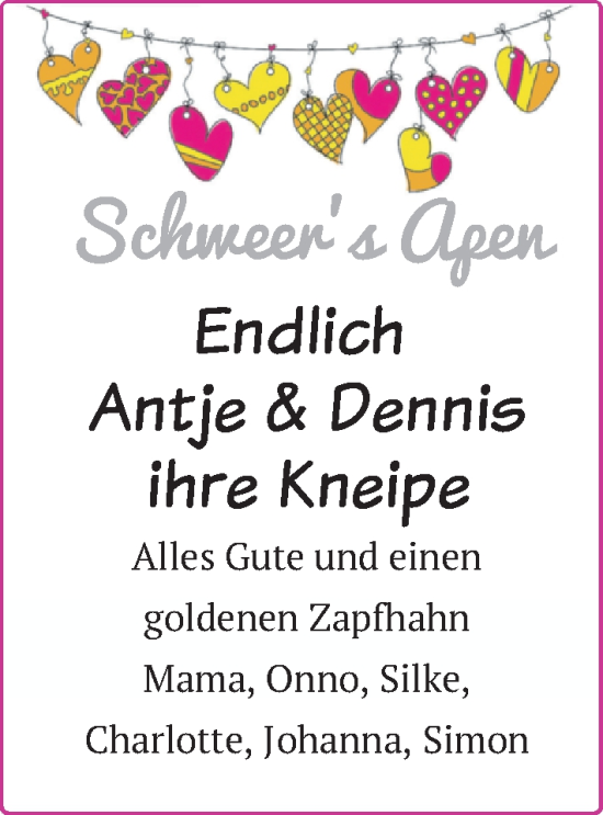 Glückwunschanzeige von Antje und Dennis  von Nordwest-Zeitung