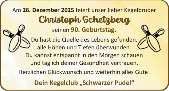 Glückwunschanzeige von Chrristoph  Schetzberg von EZ