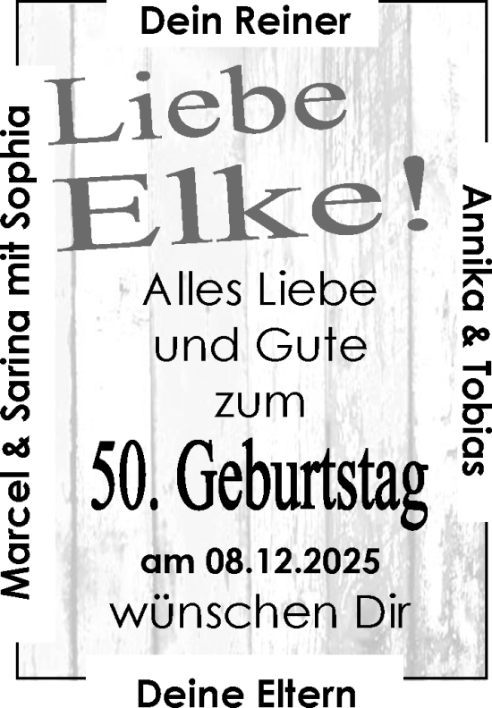 Glückwunschanzeige von Elke  von EZ