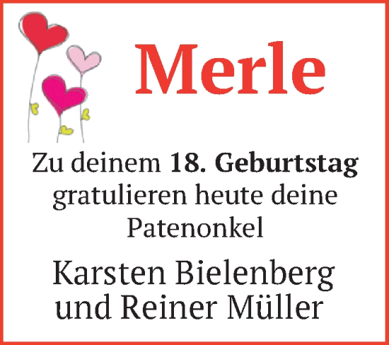 Glückwunschanzeige von Merle  von Nordwest-Zeitung