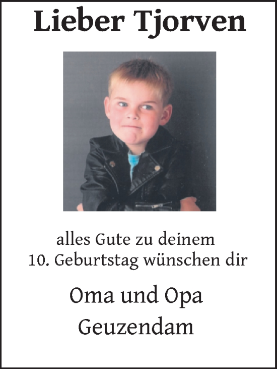 Glückwunschanzeige von Tjorven  von Nordwest-Zeitung
