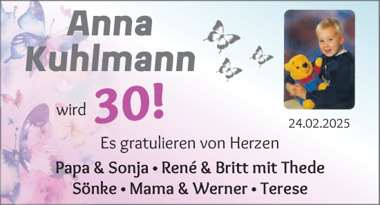 Glückwunschanzeige von Anna Kuhlmann von EZ
