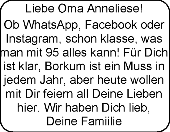 Glückwunschanzeige von Anneliese  von EZ