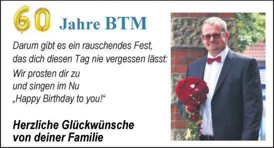 Glückwunschanzeige von BTM  von EZ